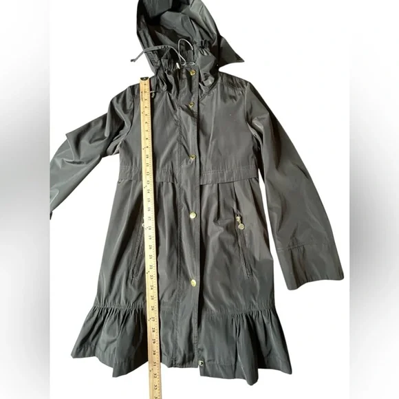 Betsey Johnson Brown Ruffle Edge Coat Size XS *missing hood button - Picture 14 of 16